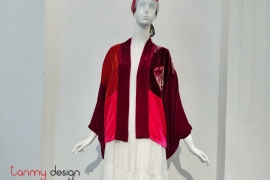 Kimono velvet coat mixed with three colors